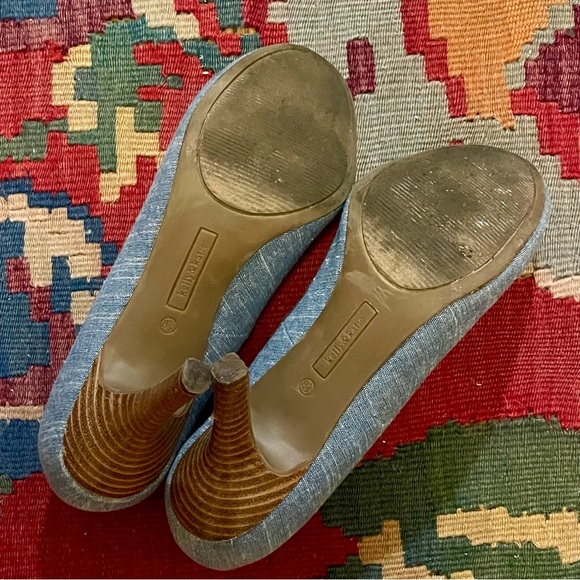 Kelly & Katie Blue Denim & Wood Heels, sz 8 1/2 - Picture 5 of 6